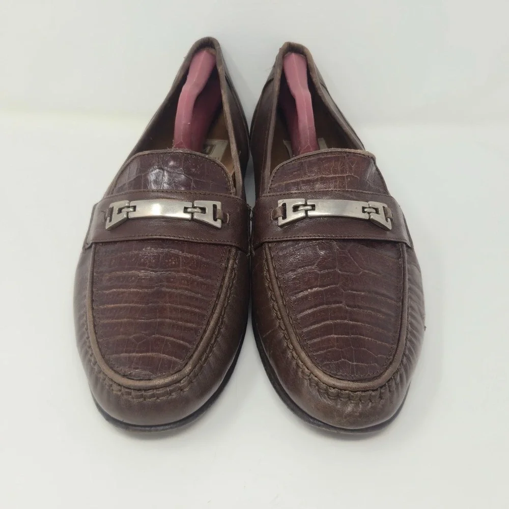 Bruno Magli Men's 11.5M Brown Genuine Alligator Bit Loafers Made in Italy